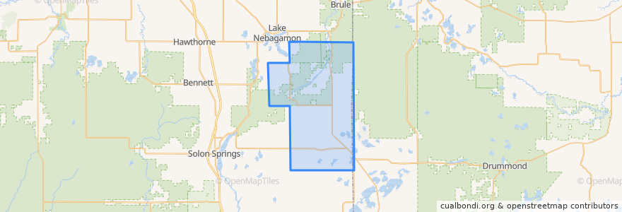 Mapa de ubicacion de Town of Highland.