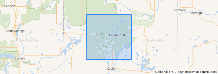 Mapa de ubicacion de Town of Drummond.