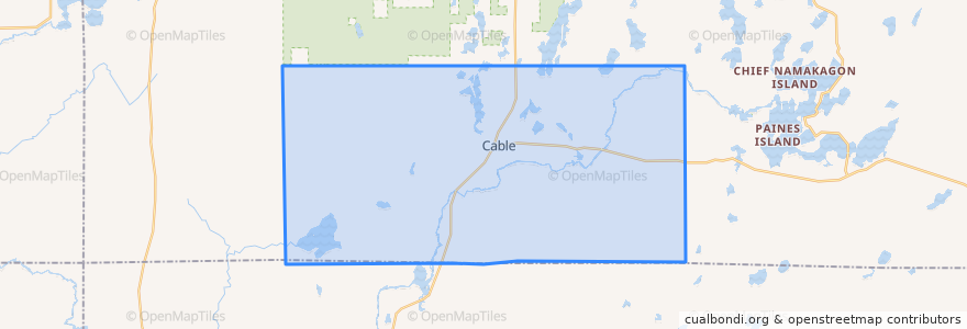 Mapa de ubicacion de Town of Cable.