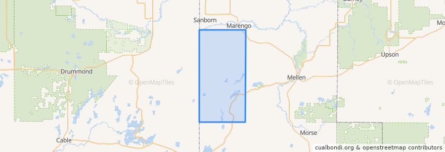 Mapa de ubicacion de Town of Marengo.