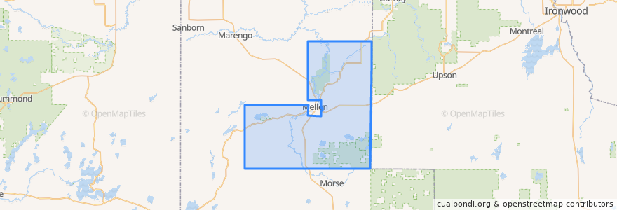 Mapa de ubicacion de Town of Morse.