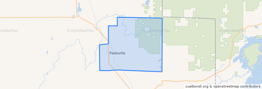 Mapa de ubicacion de Town of Peeksville.