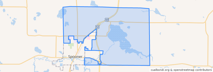 Mapa de ubicacion de Town of Spooner.