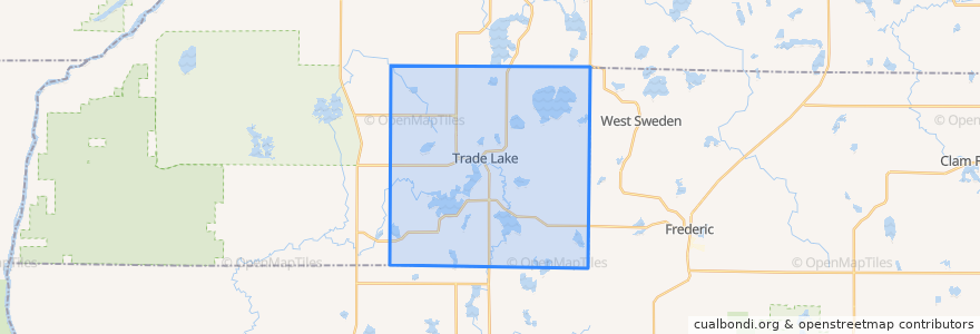 Mapa de ubicacion de Town of Trade Lake.