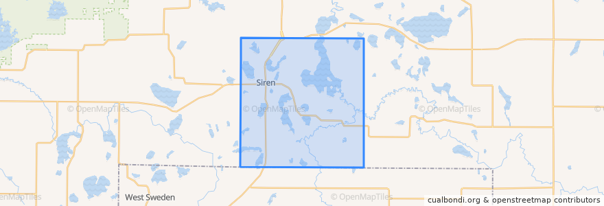 Mapa de ubicacion de Town of Siren.