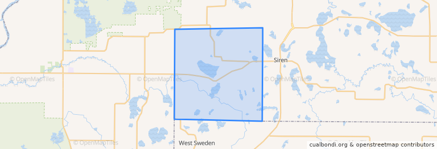 Mapa de ubicacion de Town of Daniels.