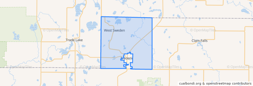 Mapa de ubicacion de Town of West Sweden.