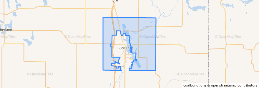 Mapa de ubicacion de Town of Rice Lake.