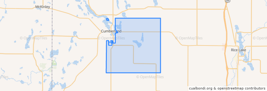 Mapa de ubicacion de Town of Cumberland.