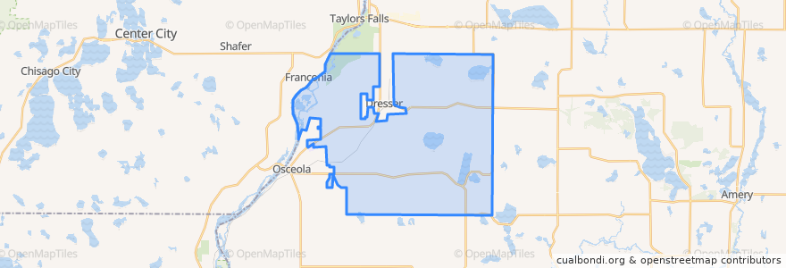 Mapa de ubicacion de Town of Osceola.