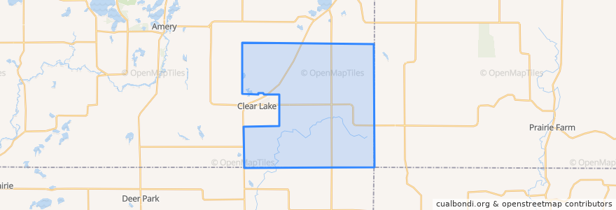 Mapa de ubicacion de Town of Clear Lake.