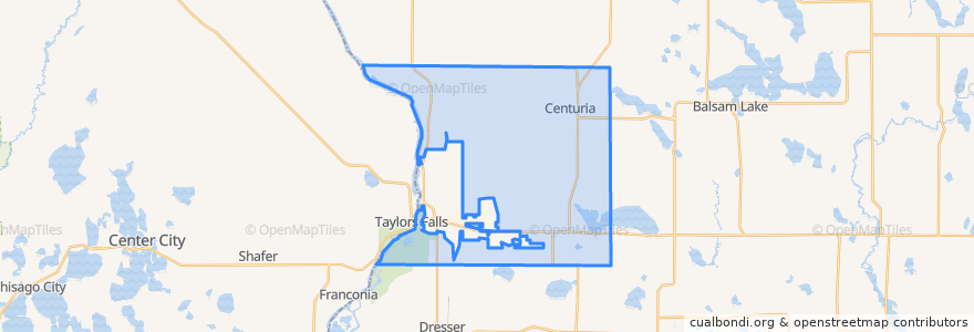 Mapa de ubicacion de Town of Croix Falls.