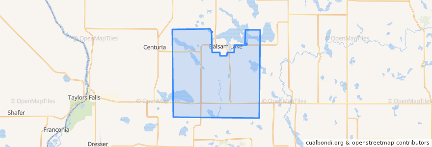 Mapa de ubicacion de Town of Balsam Lake.