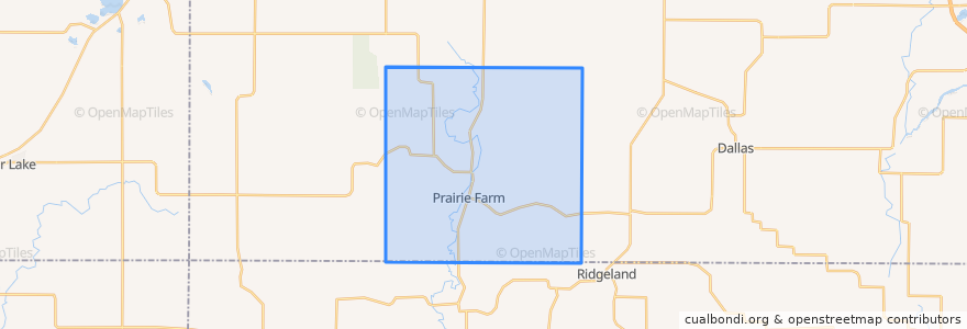 Mapa de ubicacion de Town of Prairie Farm.