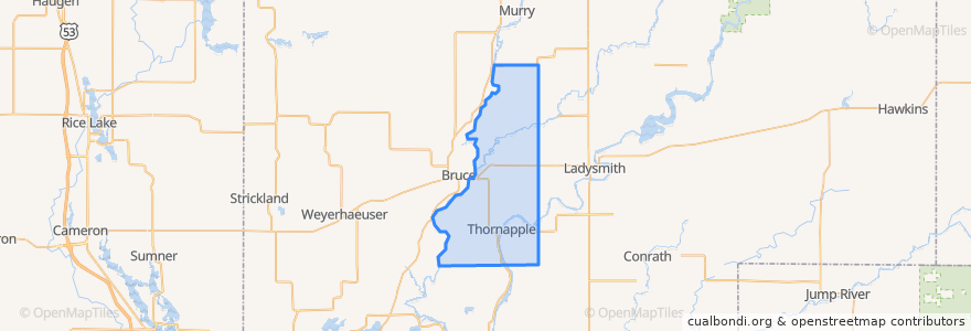 Mapa de ubicacion de Town of Thornapple.