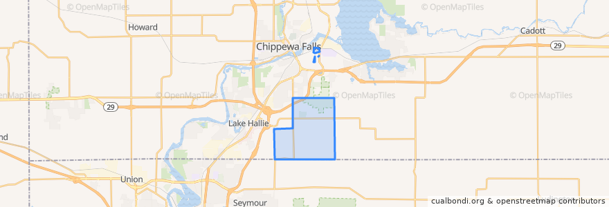 Mapa de ubicacion de Town of Hallie.