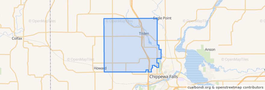 Mapa de ubicacion de Town of Tilden.