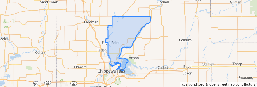 Mapa de ubicacion de Town of Eagle Point.