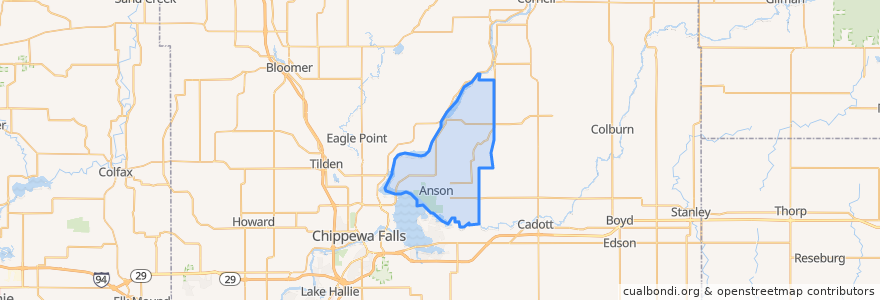 Mapa de ubicacion de Town of Anson.