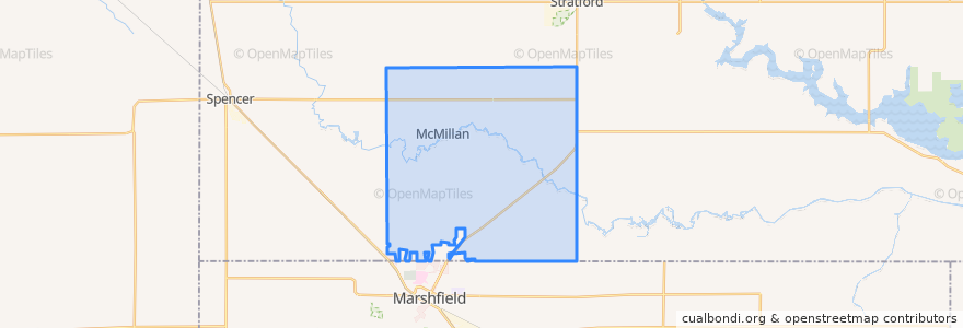 Mapa de ubicacion de Town of McMillan.
