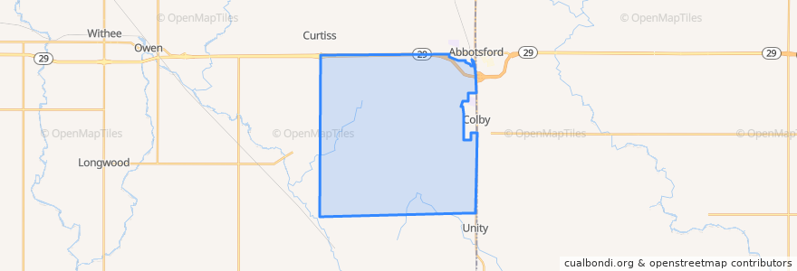 Mapa de ubicacion de Town of Colby.