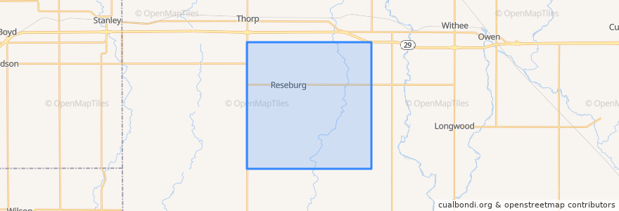 Mapa de ubicacion de Town of Reseburg.