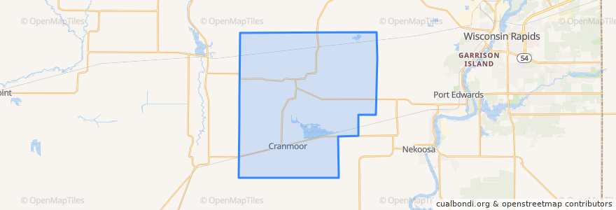 Mapa de ubicacion de Town of Cranmoor.