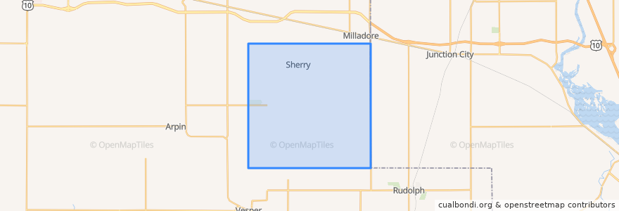 Mapa de ubicacion de Town of Sherry.