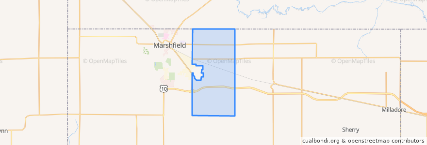 Mapa de ubicacion de Town of Marshfield.