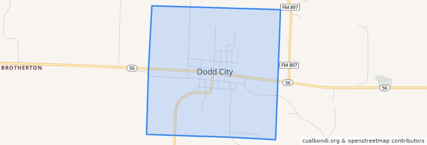 Mapa de ubicacion de Dodd City.