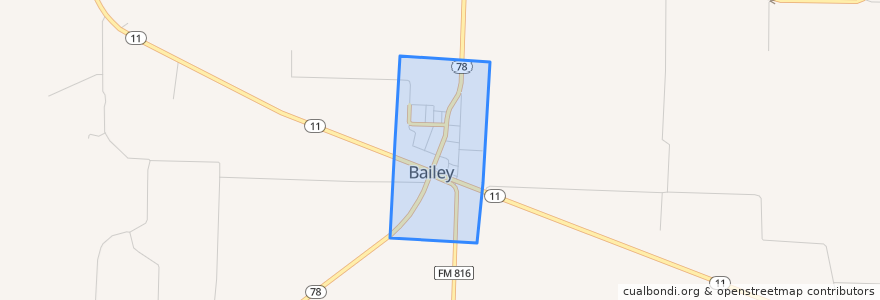 Mapa de ubicacion de Bailey.