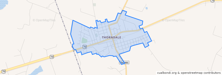 Mapa de ubicacion de Thorndale.