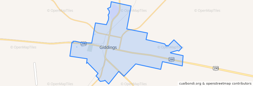 Mapa de ubicacion de Giddings.