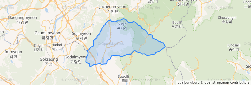 Mapa de ubicacion de 산동면.