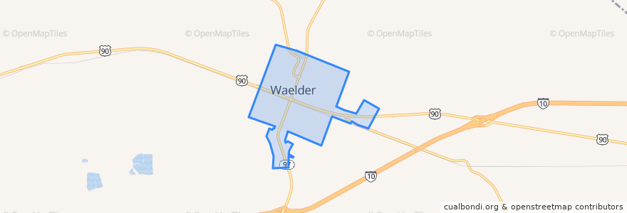 Mapa de ubicacion de Waelder.