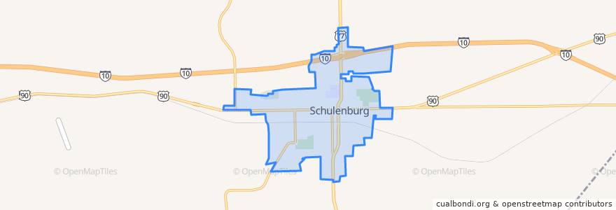Mapa de ubicacion de Schulenburg.