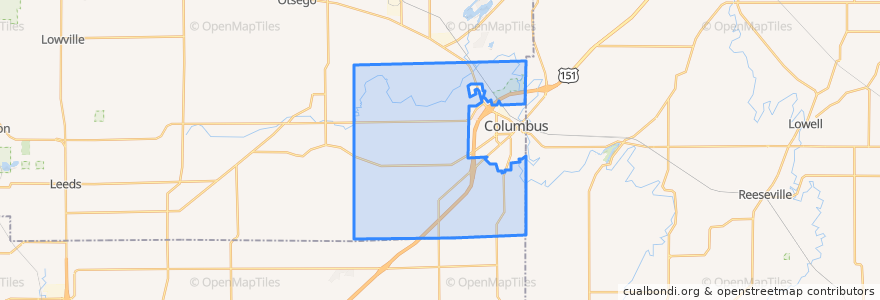 Mapa de ubicacion de Town of Columbus.