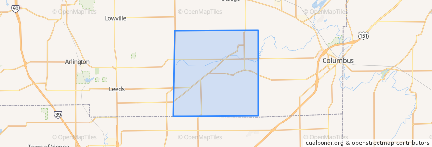 Mapa de ubicacion de Town of Hampden.