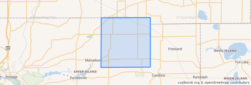 Mapa de ubicacion de Town of Scott.