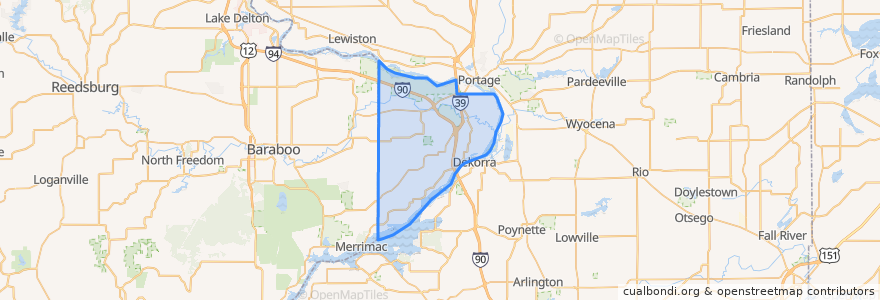 Mapa de ubicacion de Town of Caledonia.