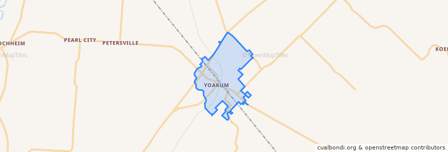 Mapa de ubicacion de Yoakum.