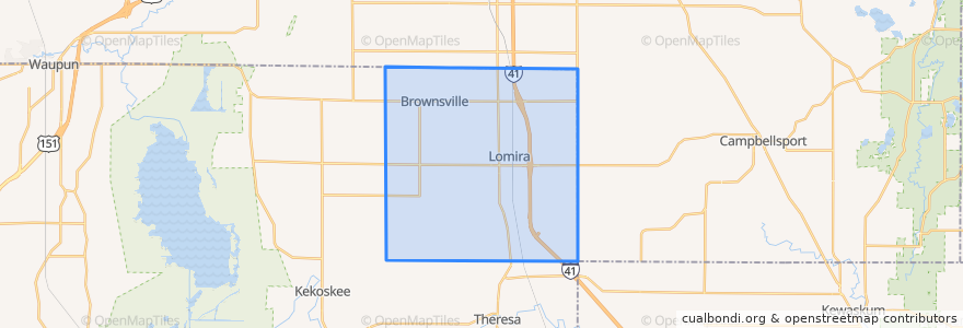 Mapa de ubicacion de Town of Lomira.