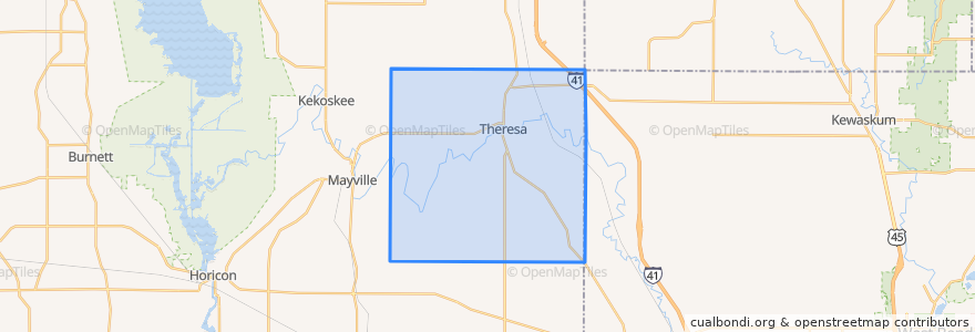 Mapa de ubicacion de Town of Theresa.