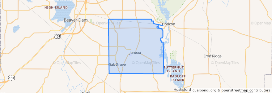 Mapa de ubicacion de Town of Oak Grove.