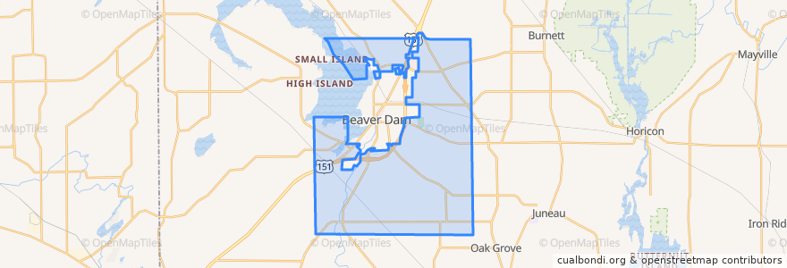 Mapa de ubicacion de Town of Beaver Dam.