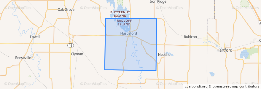 Mapa de ubicacion de Town of Hustisford.