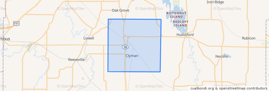 Mapa de ubicacion de Town of Clyman.