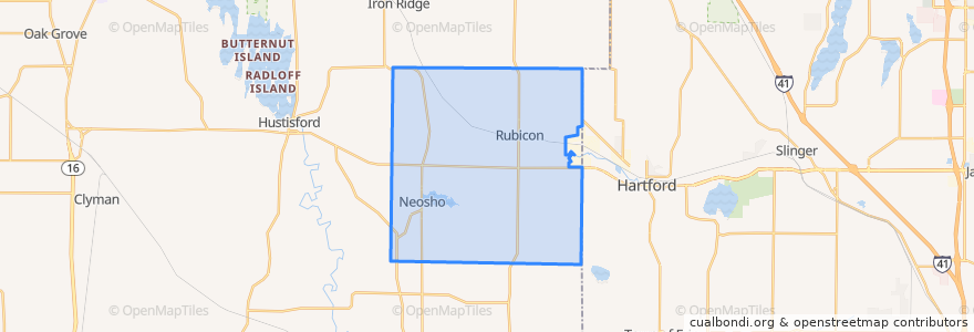 Mapa de ubicacion de Town of Rubicon.