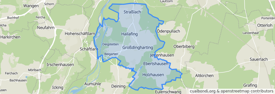 Mapa de ubicacion de Straßlach-Dingharting.