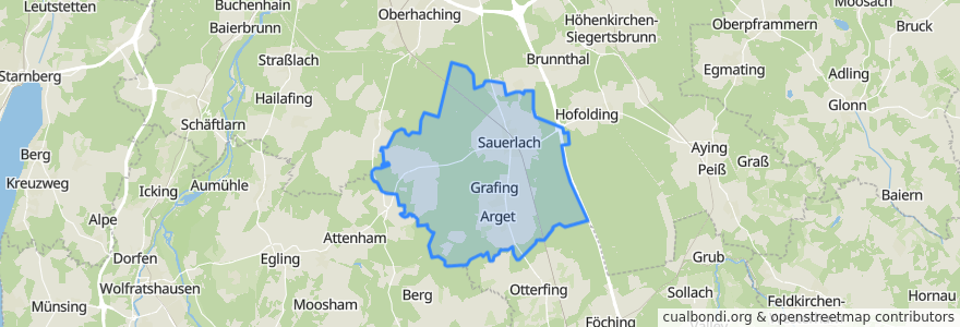 Mapa de ubicacion de Sauerlach.